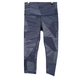 Lululemon Wunder Under high Rise Crop Leggings, Blue Pattern, Etch Hail, Size 6